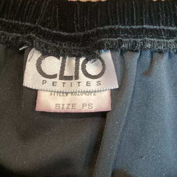 Vintage CLIO Velvet Bead-Fringed Hem Pencil Skirt Sz PS Black #173J - Picture 9 of 12